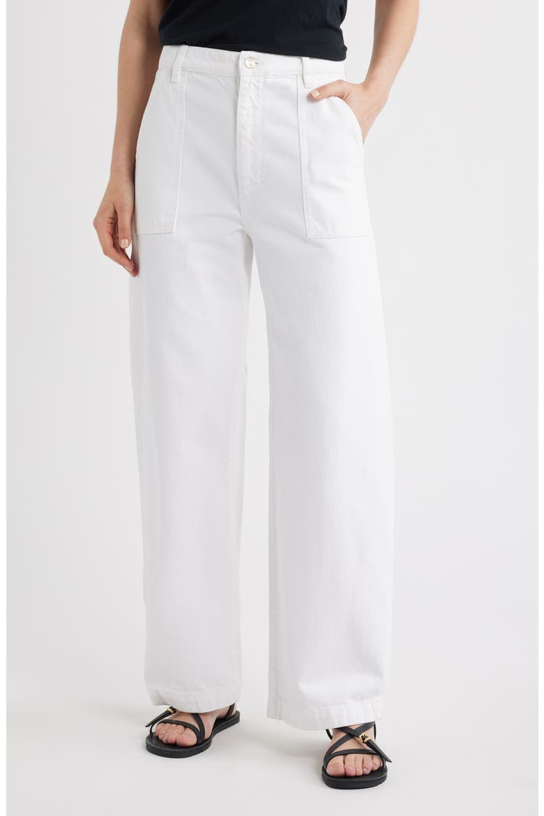 The Bow High Waist Wide Leg Utility Jeans, Main, color, WHITE