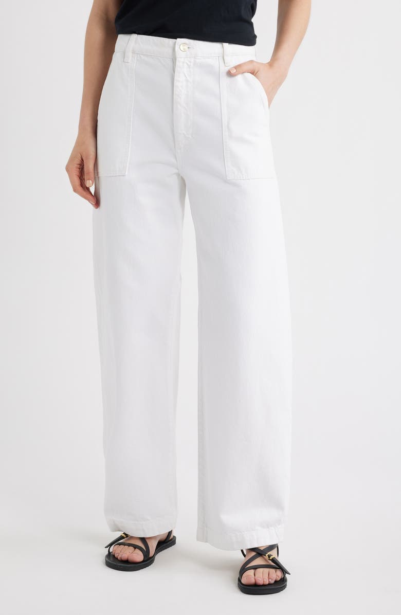FRAME The Bow High Waist Wide Leg Utility Jeans, Main, color, White