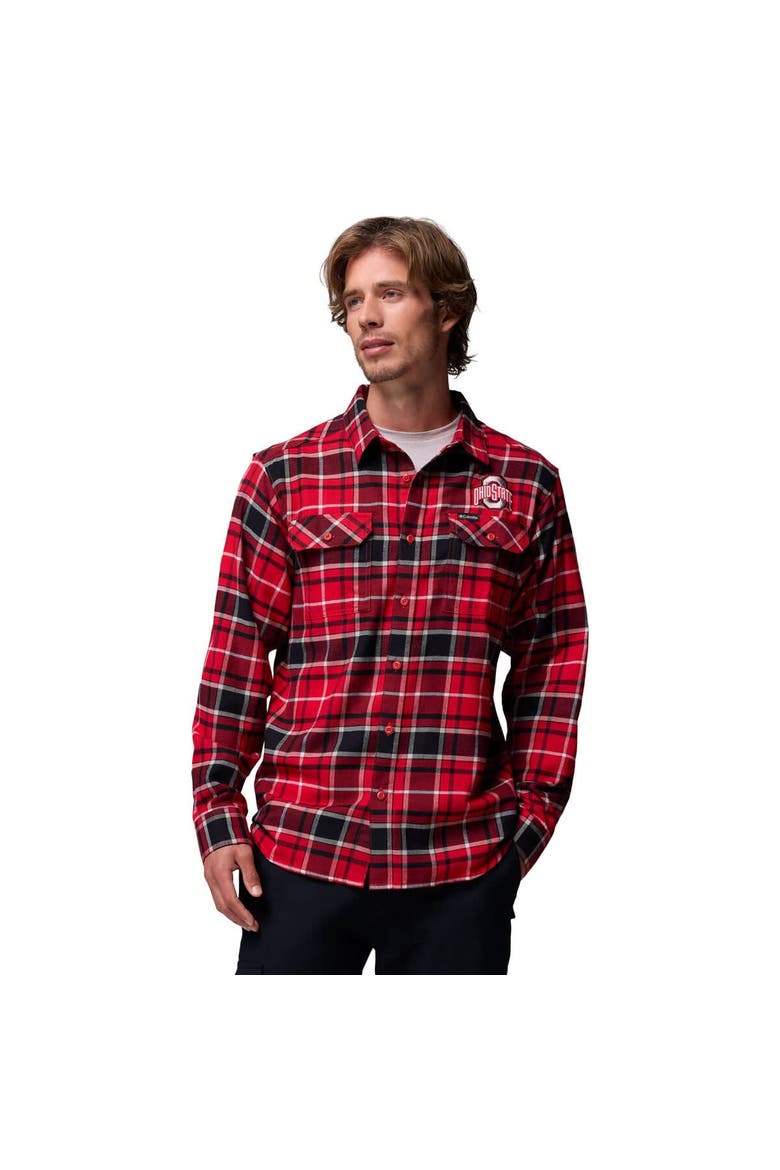 Men's Columbia  Scarlet Ohio State Buckeyes Flare Gun Omni-Wick Flannel Long Sleeve Button-Up Shirt, Main, color, Scarlet