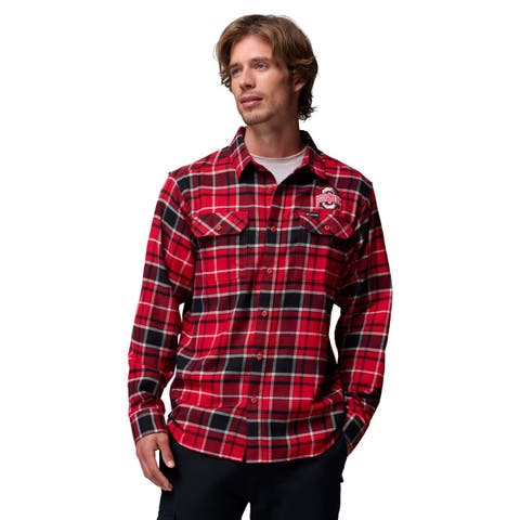 Men's Columbia  Scarlet Ohio State Buckeyes Flare Gun Omni-Wick Flannel Long Sleeve Button-Up Shirt