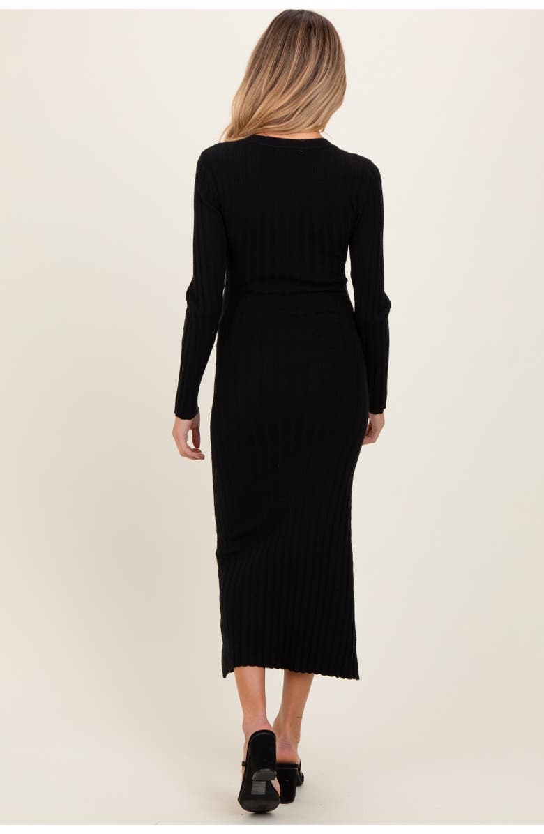 PinkBlush Ribbed Knit Fitted Midi Sweater Dress, Alternate, color, Black
