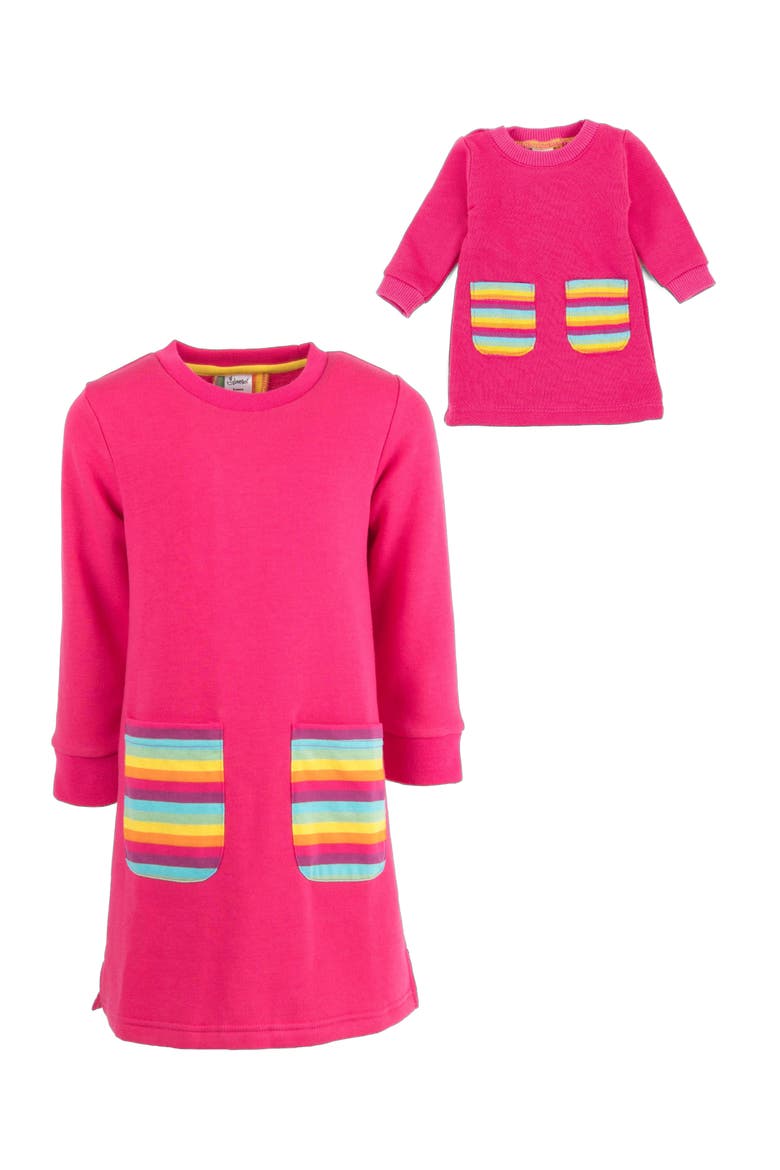 Girls Sweatshirt Dress with Matching Doll Dress, Alternate, color, PINK