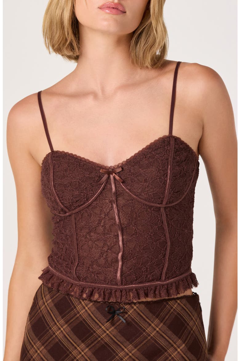 Lace Bustier Crop Camisole, Main, color, BROWN