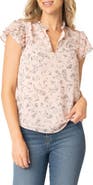 GIBSONLOOK Print Flutter Sleeve Top