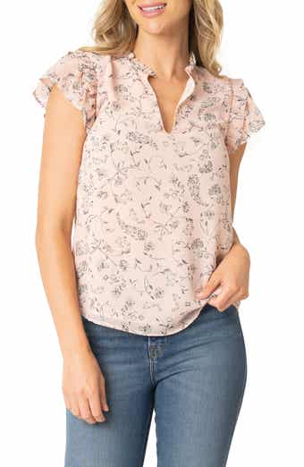 GIBSONLOOK Print Flutter Sleeve Top