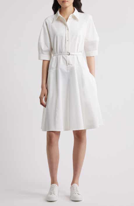 BOSS Delaurena Belted Stretch Cotton Shirtdress