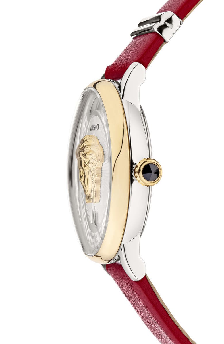 Versace Medusa Icon Leather Strap Watch, 38mm, Alternate, color, 