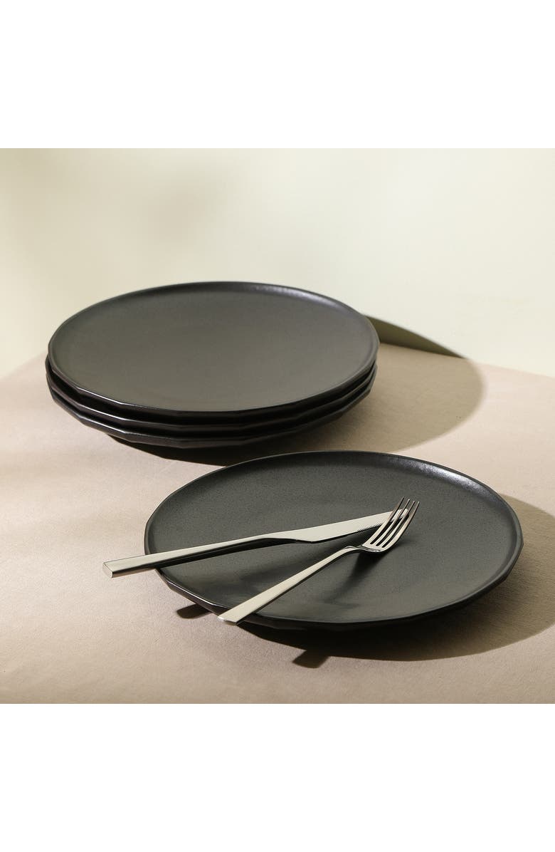 Stone Lain Rio Stoneware 4-Piece Dinner Plate Set, Alternate, color, Black