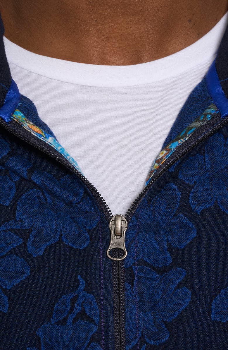 Robert Graham Nielsen Floral Jacquard Zip Hoodie, Alternate, color, 