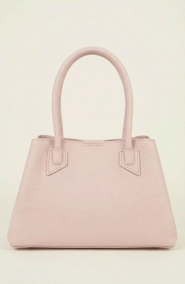 Modenaire Top Handle Leather Bag with Ring Accent, Alternate, color, Pink