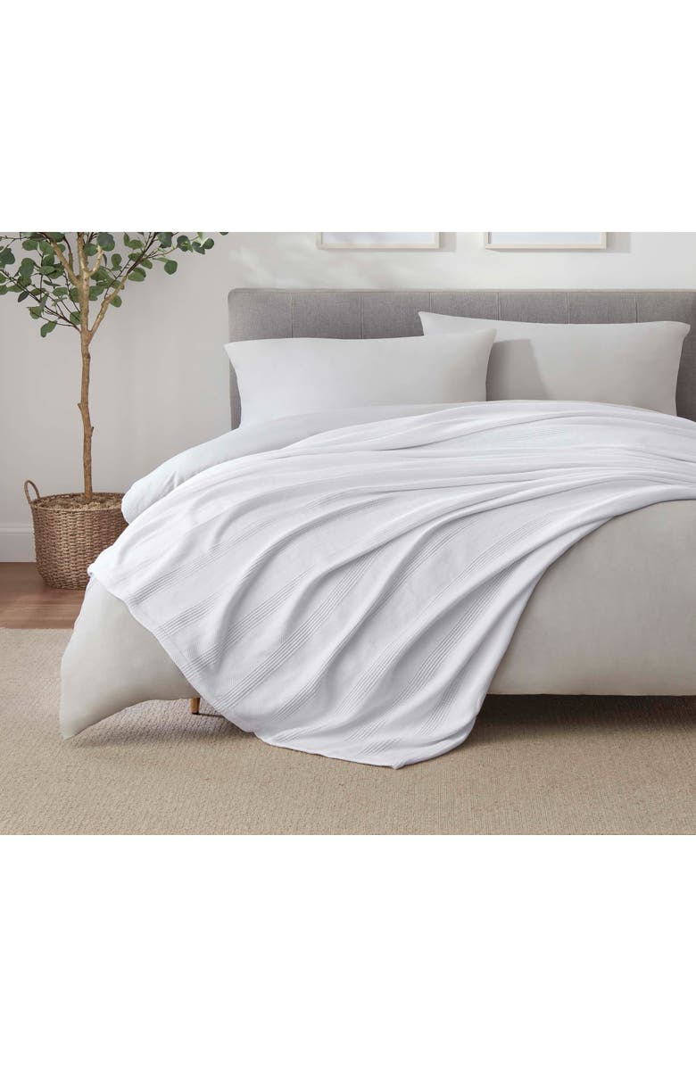 Vellux Textured Cotton Throw Blanket, Alternate, color, White