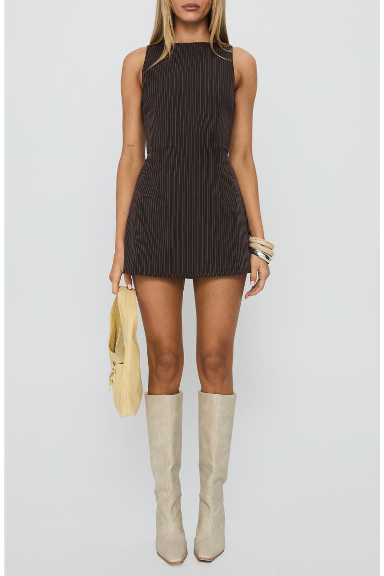 Yumiko Pinstripe Sleeveless Romper, Main, color, BROWN PINSTRIPE