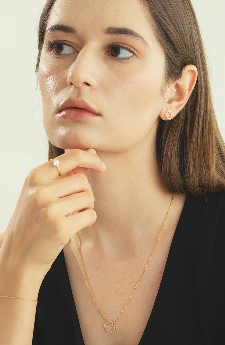 Bearfruit Jewelry Sterling Silver 18k Gold Plated Aria Clover Necklace Holiday Gift Idea, Alternate, color, Gold