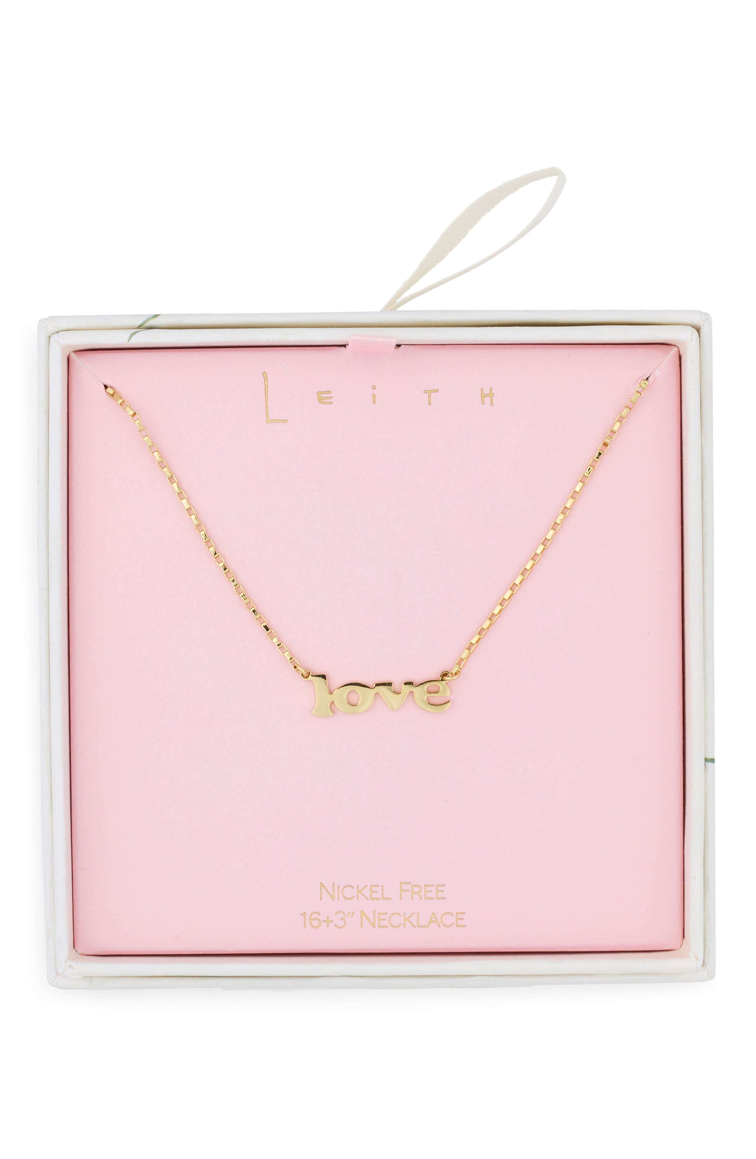 Leith Block Love Script Necklace
