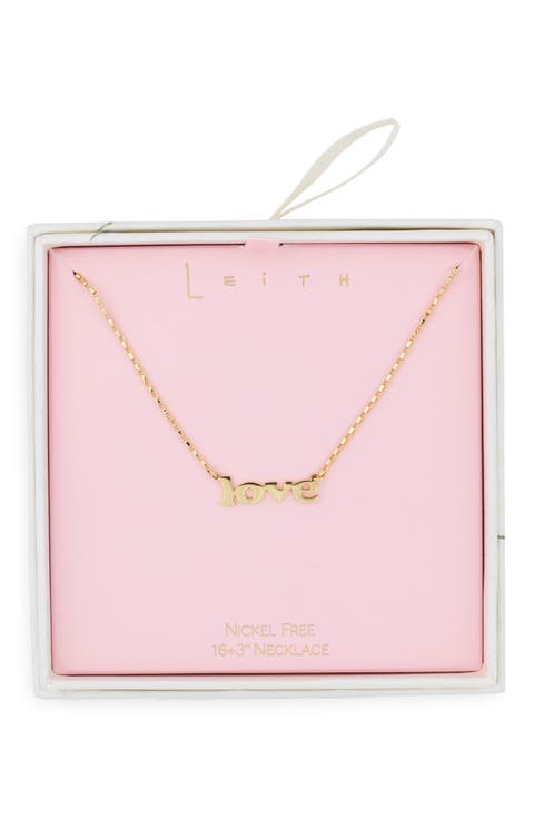 Block Love Script Necklace