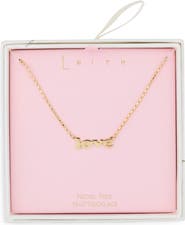 Leith Block Love Script Necklace