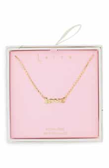 Leith Block Love Script Necklace