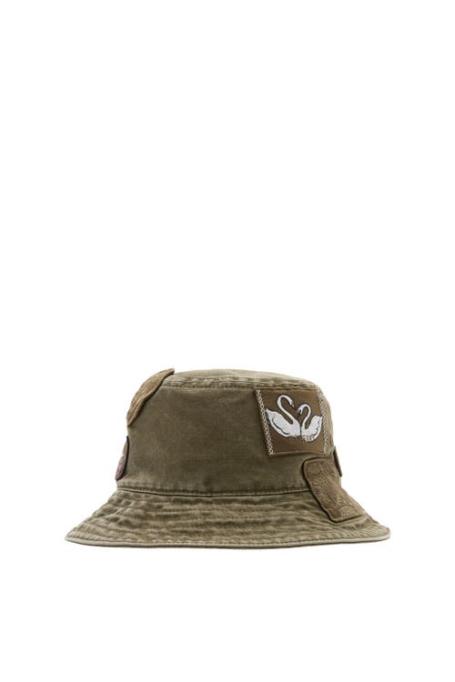Burberry Badge Cotton Bucket Hat In Khaki