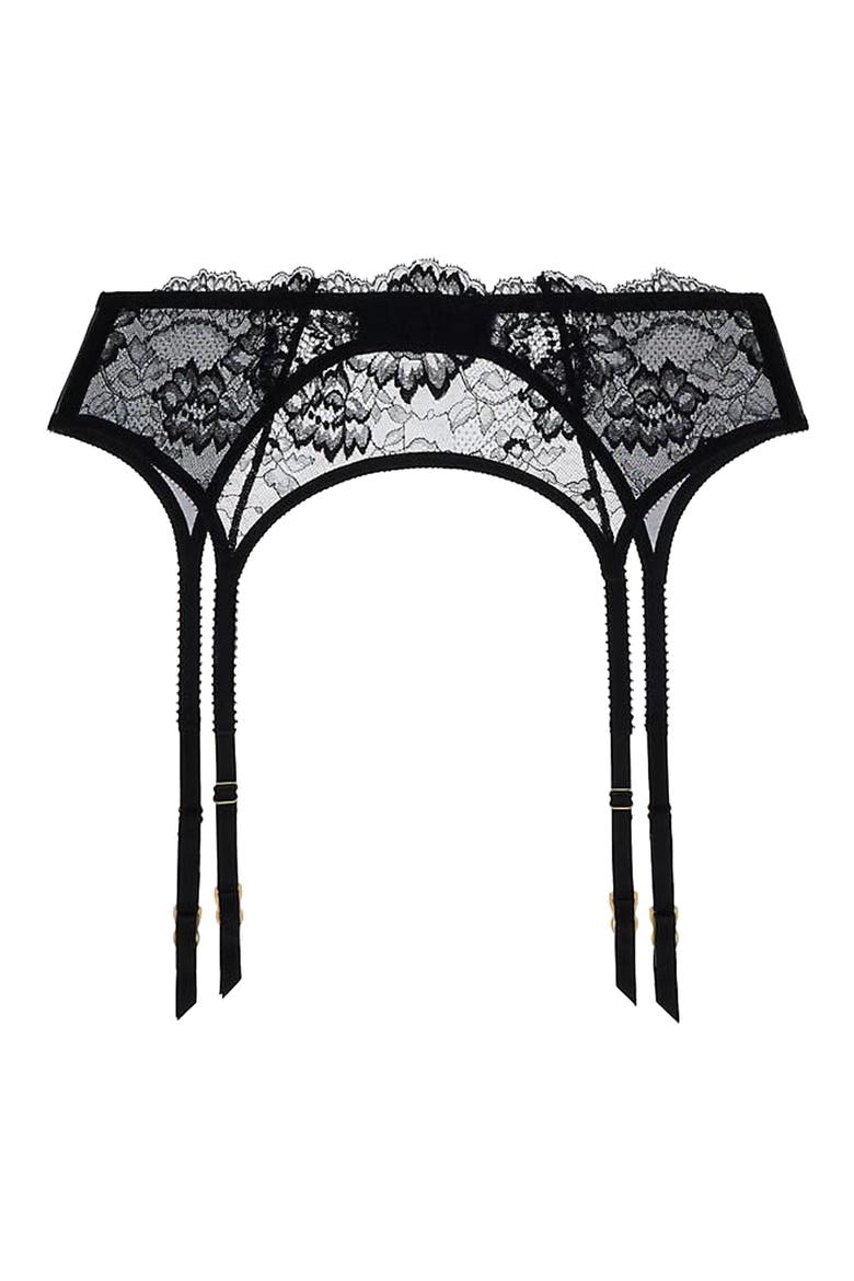Isabel Lace Suspender Belt, Alternate, color, NOIR