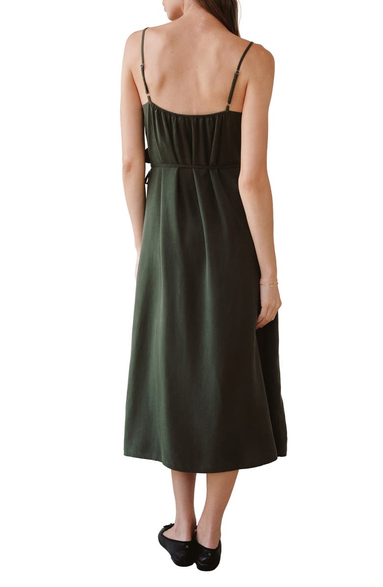Bella Dahl Ruflfe Faux Wrap Removable Tie Belt Midi Dress, Alternate, color, 