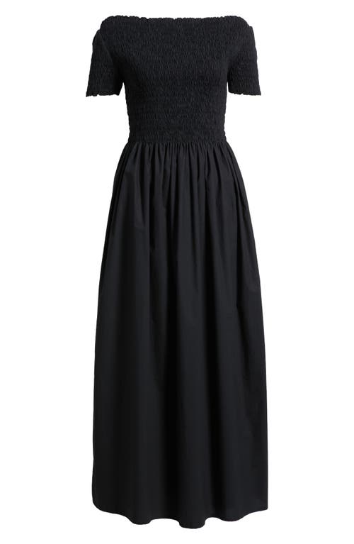 Faithfull The Brand Deboni Off The Shoulder Cotton Maxi Dress In Black