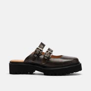 MARC NOLAN Lexi Leather Double-Buckle Lug Mules