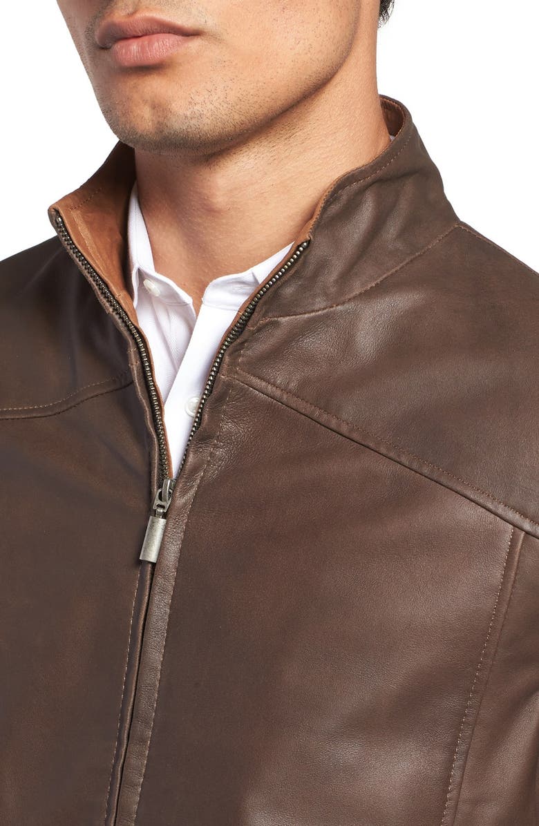 Missani Le Collezioni Leather Bomber Jacket, Alternate, color, 