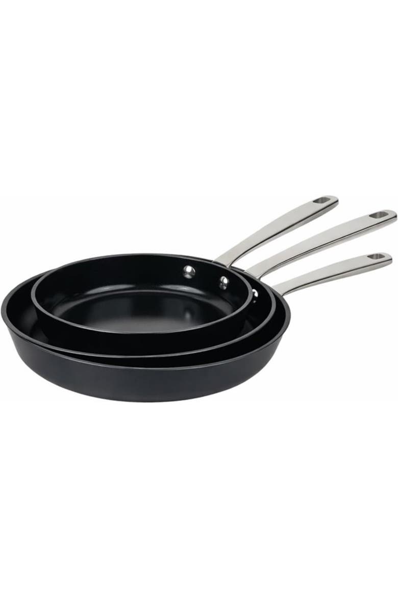 Maestro Nonstick Frying Pan 3-Piece Set - Oven & Induction Safe, Main, color, Black