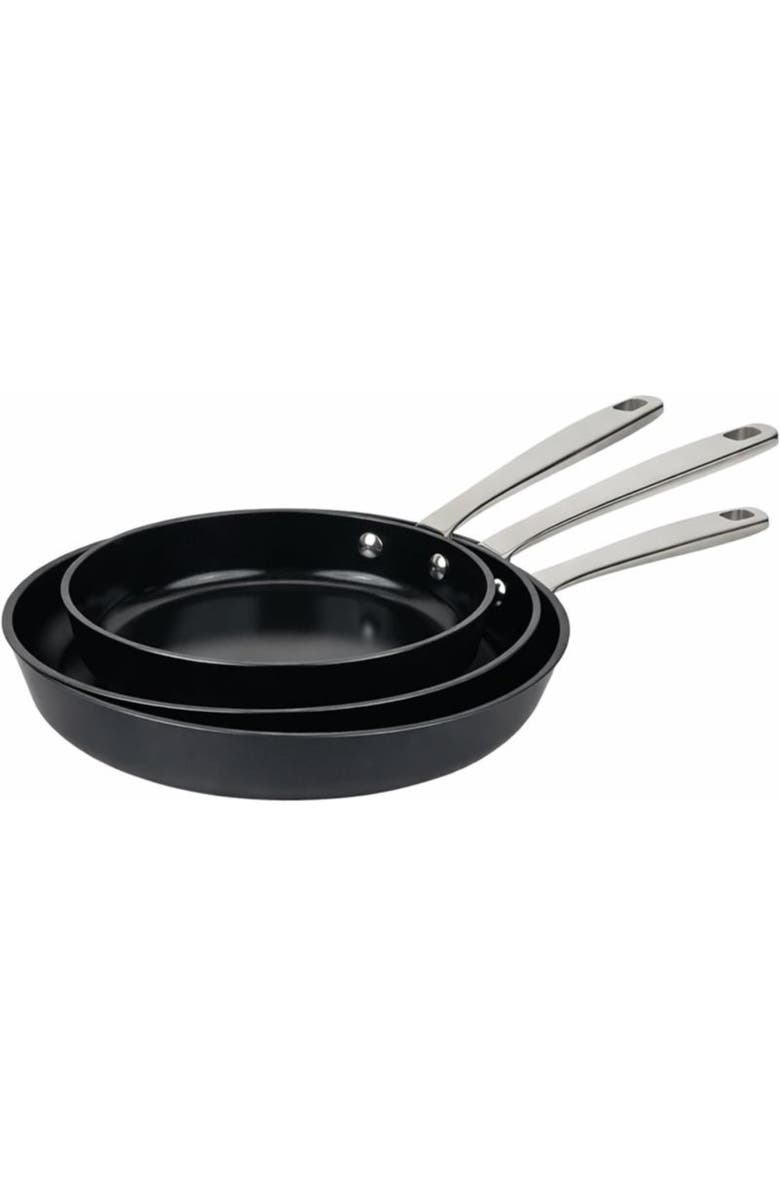 Alva Maestro Nonstick Frying Pan 3-Piece Set - Oven & Induction Safe, Main, color, Black