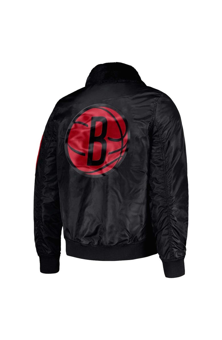 STARTER Men's Starter x Ty Mopkins Black Brooklyn Nets Black History Month Satin Full-Zip Jacket, Alternate, color, Black