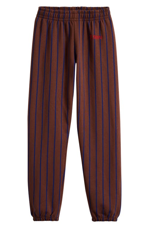 Mini Rodini Kids' Stripe Organic Cotton Sweatpants In Brown