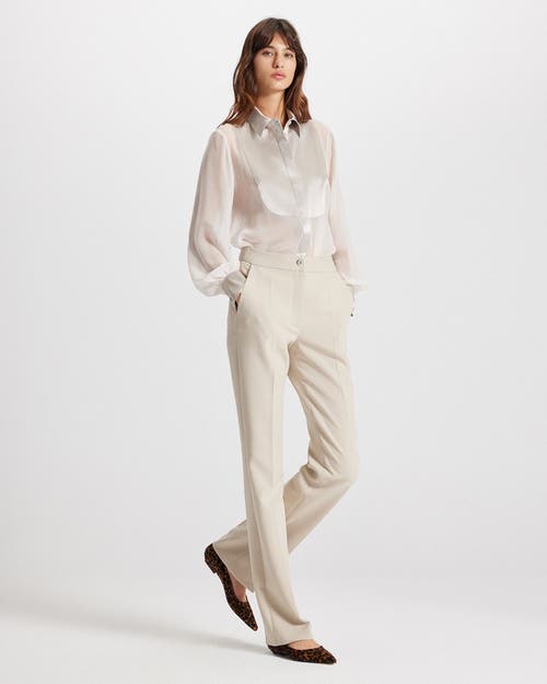 Theo The Label Idalia Plasteron Chiffon Blouse In White