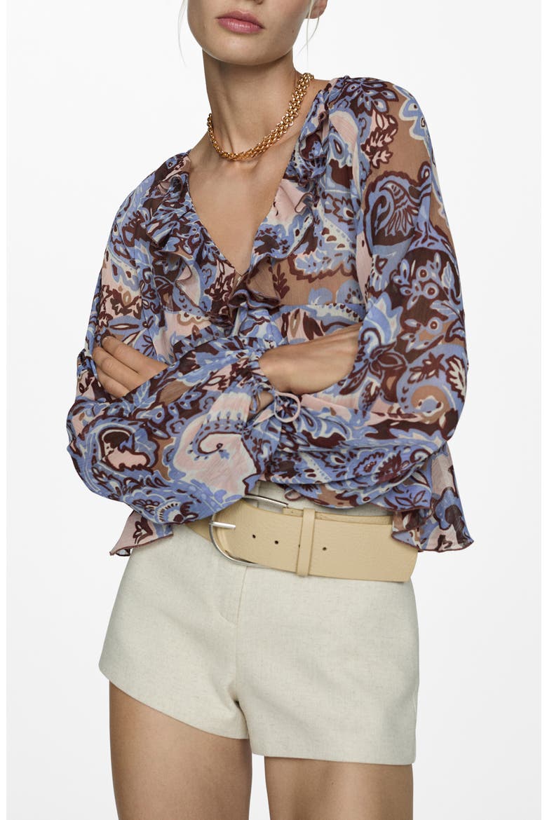Paisley Ruffle Top, Main, color, BLUE