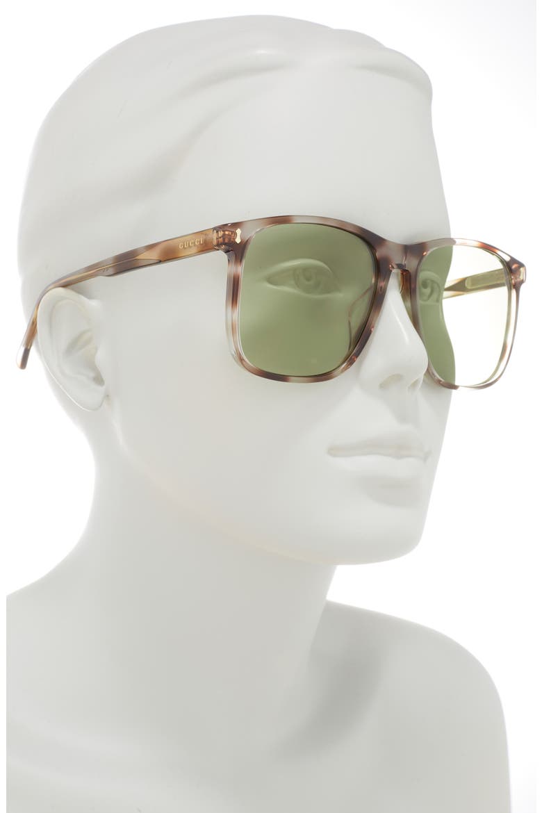 57mm Square Sunglasses, Alternate, color, HAVANA HAVANA GREEN