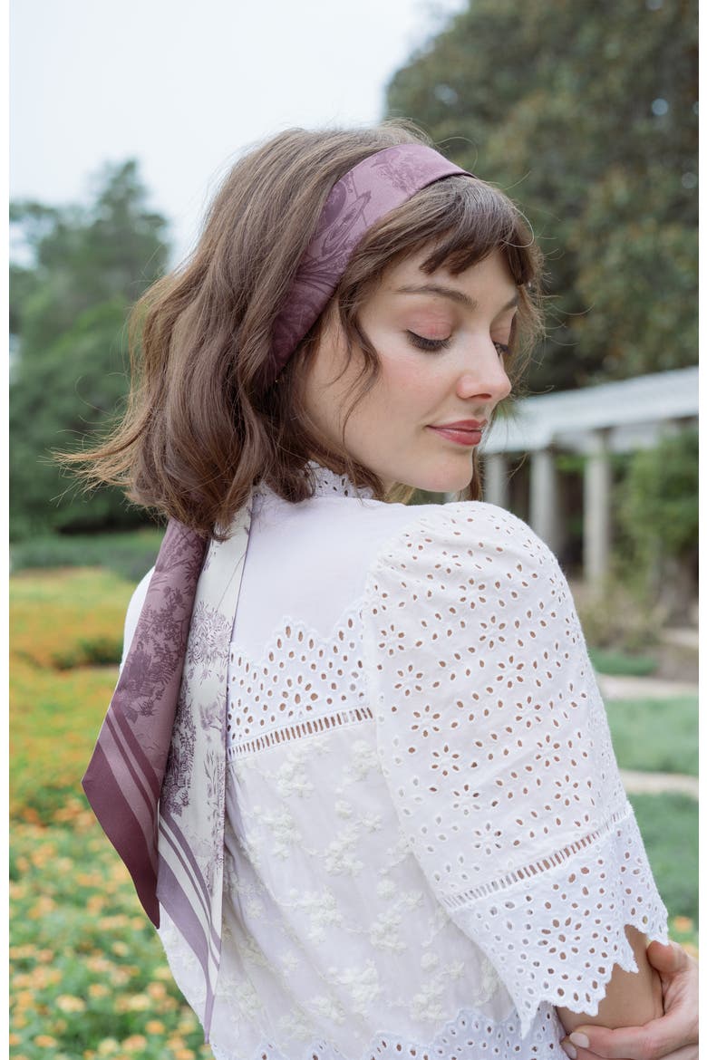 The Heroines Silk Twilly Scarf, Alternate, color, Plum