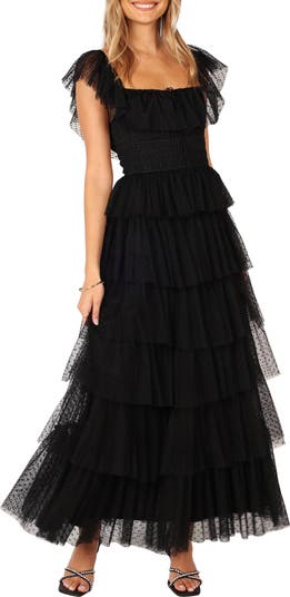 パーティードレス Faille and Swiss Dot Tulle Dress Petal & Pup Belle Swiss Dot Tulle Tiered Maxi Dress | Nordstrom