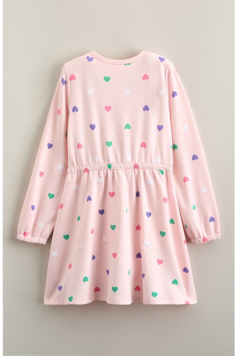 Kids' Easy Pocket Long Sleeve Dress, Alternate, color, PINK BALM HEARTS MULTI