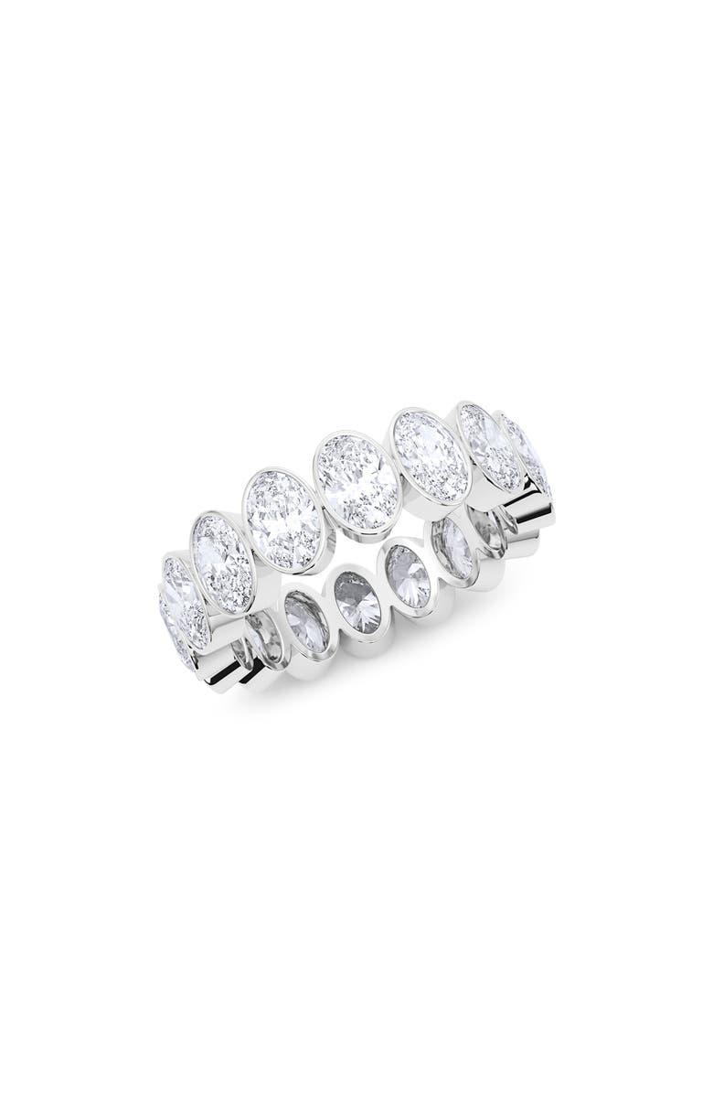 HauteCarat Oval Cut Lab Created Diamond Eternity Ring, Main, color, White Gold