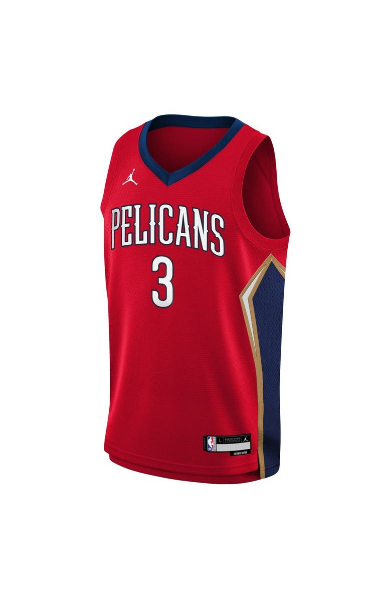 Jordan Brand Youth Jordan Brand C.J. McCollum Red New Orleans Pelicans Swingman Jersey - Statement Edition, Alternate, color, 