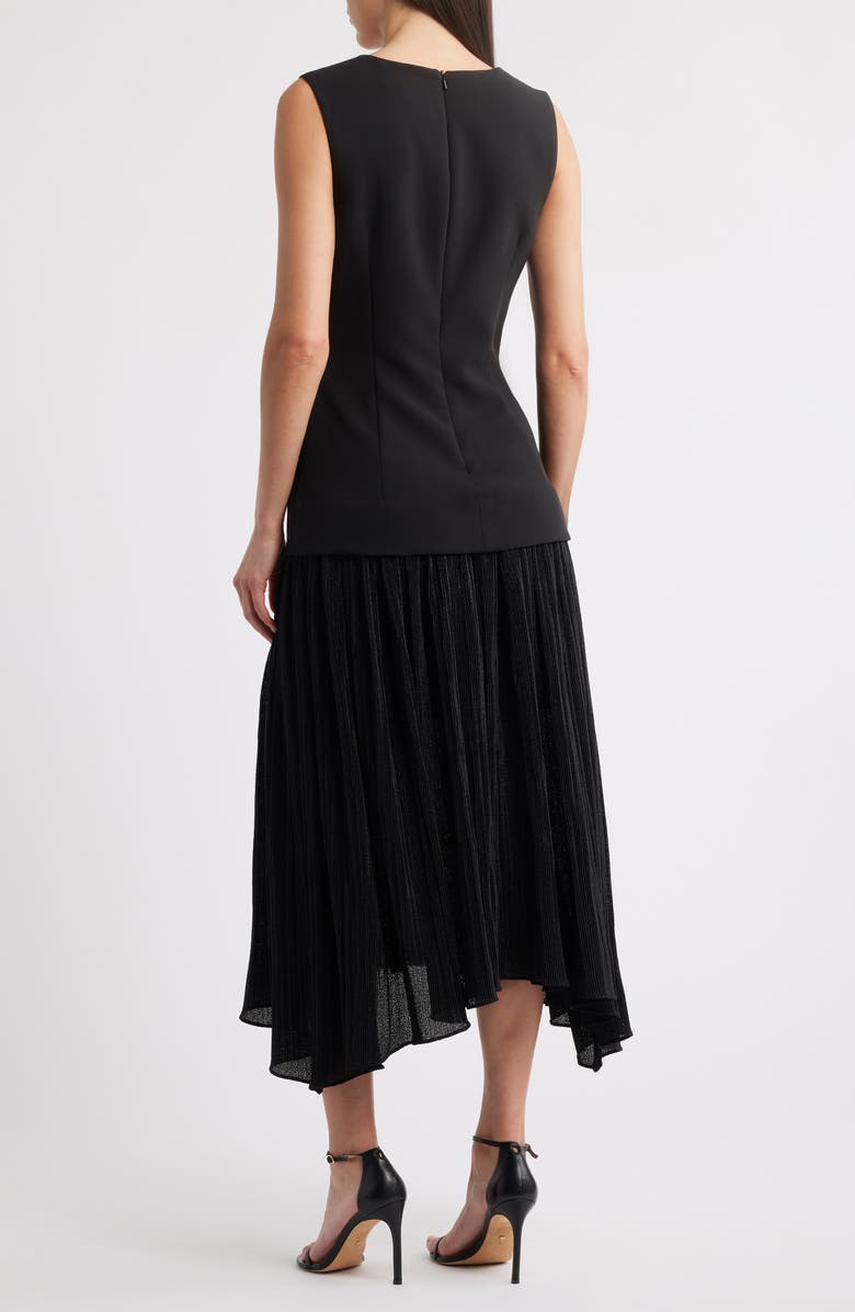 Black Halo Vianey Mixed Media Midi Dress, Alternate, color, Black