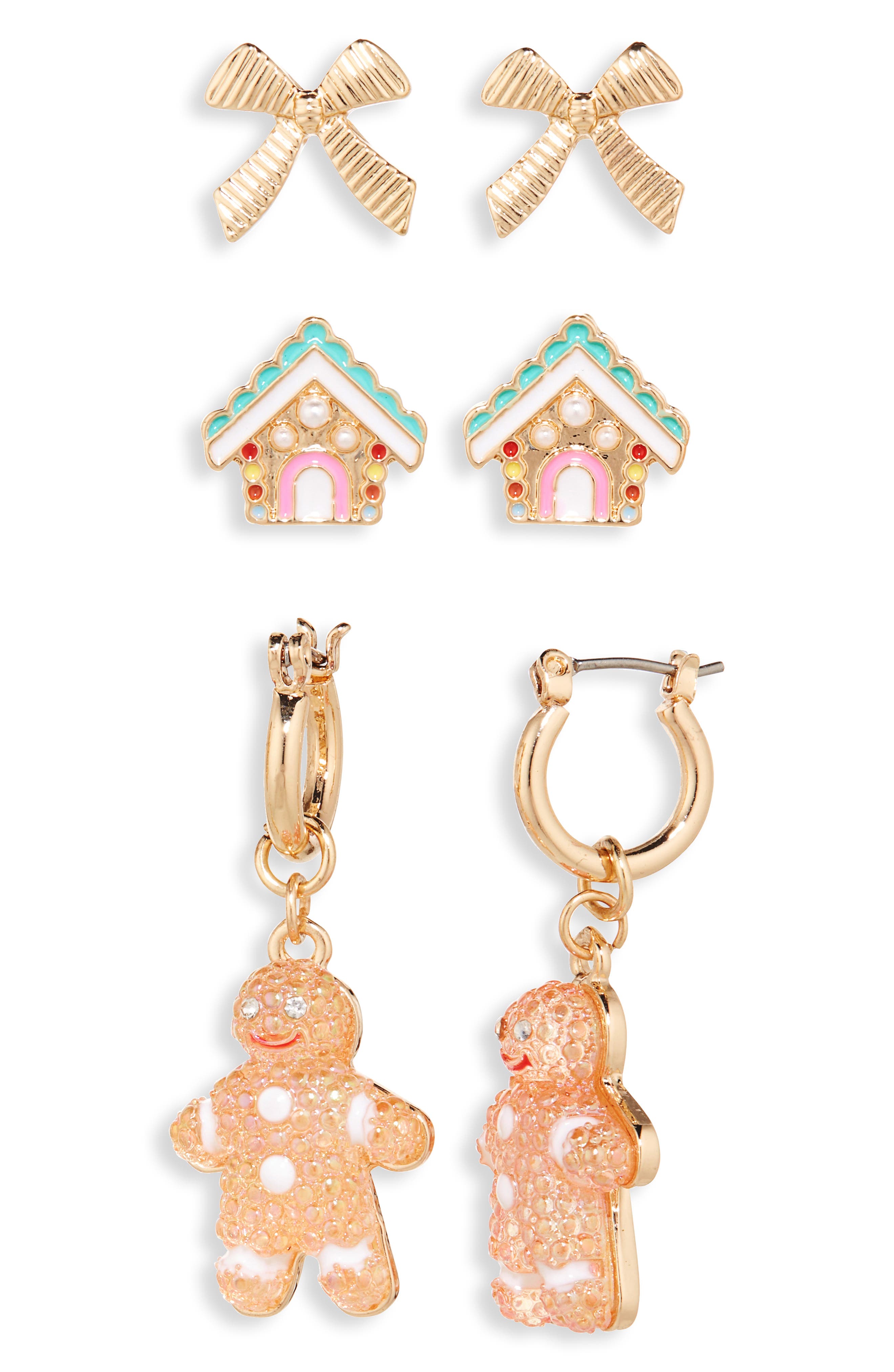 Leith 3-Pack Gingerbread Earrings Set