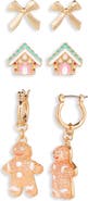 Leith 3-Pack Gingerbread Earrings Set