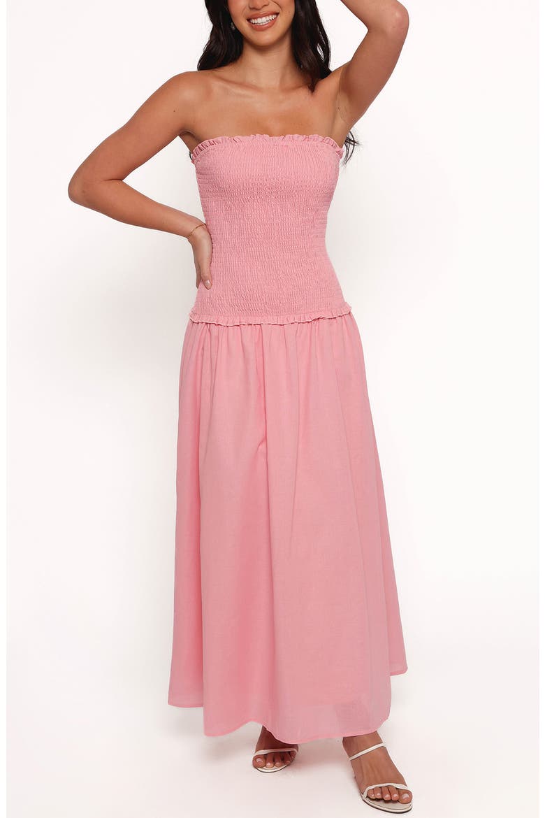linen smocked maxi dress SALINA smocked waist linen dress