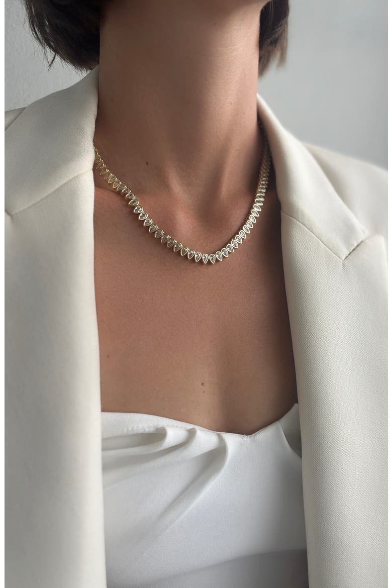 Pear Crystal Collar Necklace, Alternate, color, GOLD