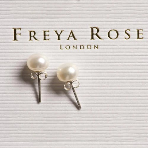 Freya Rose Fresh Water Pearl And Silver Stud Earrings In Brown