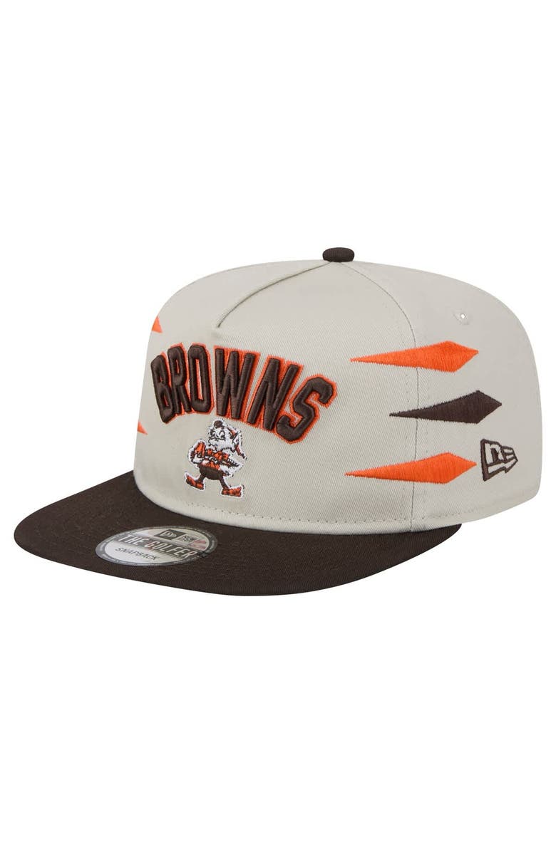 New Era Men's New Era Stone/Brown Cleveland Browns Athletic Golfer Snapback Hat, Main, color, 