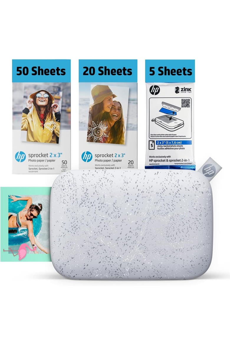 Sprocket 2x3" Photo Printer + 75 Sheets, Main, color, White