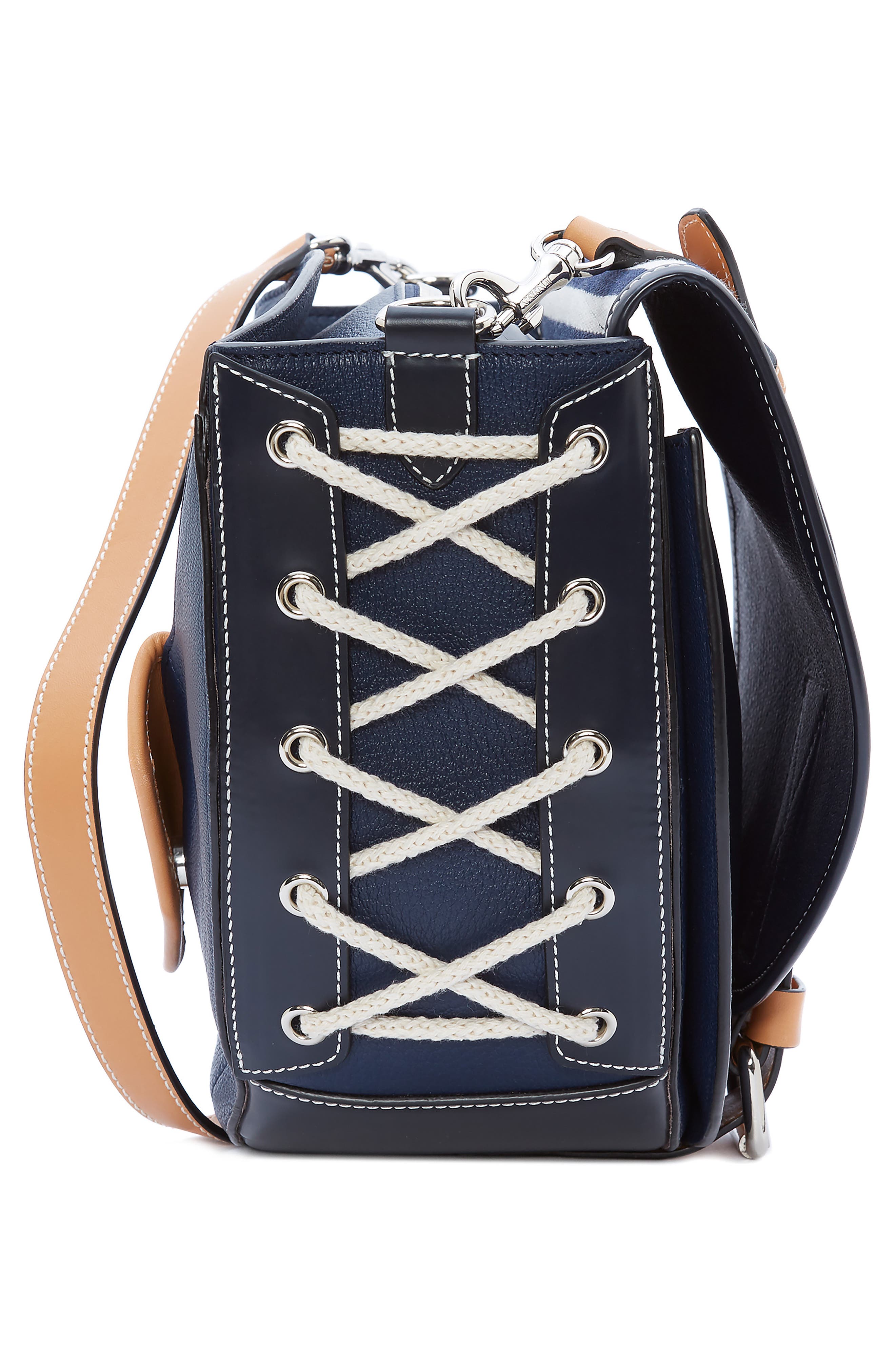JW Anderson Small Bike Leather & Canvas Crossbody Bag, Alternate, color, 