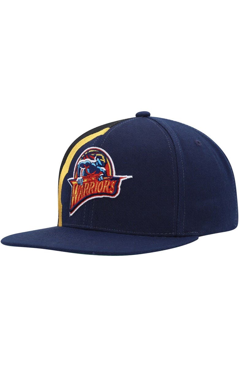 Mitchell & Ness Men's Mitchell & Ness Navy Golden State Warriors Hardwood Classics Retroline Snapback Hat, Main, color, 
