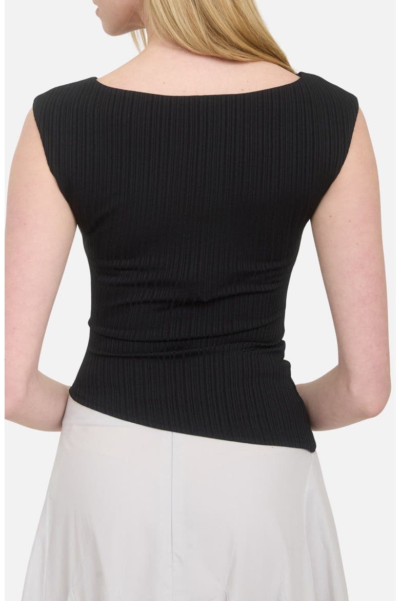 Ribbed Ruched Top, Alternate, color, BLACK
